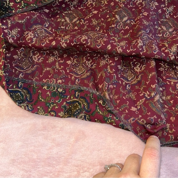 Nordstrom vintage burgundy paisley wool skirt 26” waist pockets *flawed - Picture 11 of 11